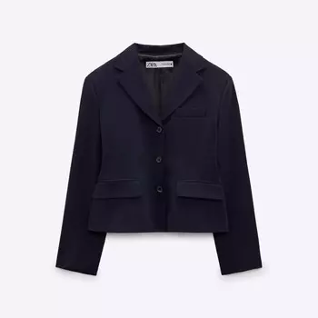 Блэйзер Zara Wool Blend, темно-синий