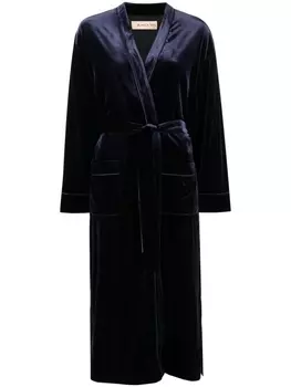 Blanca Vita бархатное пальто с поясом, синий