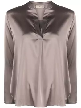 Blanca Vita шелковая блузка с V-образным вырезом, серый