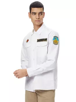 Blauer Рубашка с военными нашивами, белый