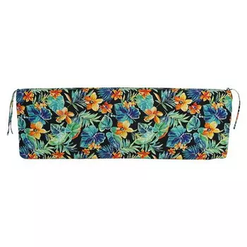 Blazing Needles 57 x 19 дюймов. Подушка для скамейки из полиэстера с узором на открытом воздухе, Beachcrest Caviar, цвет Beachcrest Caviar