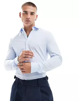 Бледно-голубая рубашка скинни ASOS DESIGN
