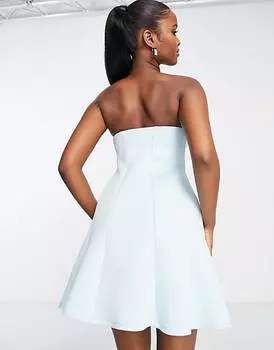 Бледно-голубое платье мини с контрастной строчкой ASOS DESIGN