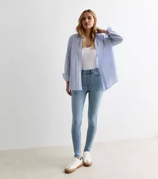 Бледно-голубые джеггинсы Emilee со средней посадкой Lift & Shape New Look, бледно-голубой