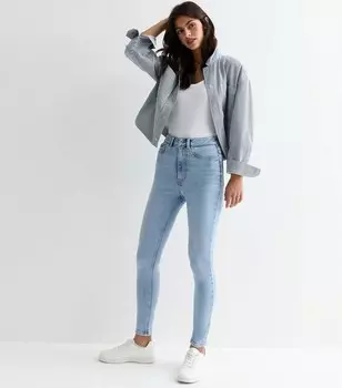 Бледно-голубые джинсы суперскинни Hallie с высокой талией New Look, бледно-голубой