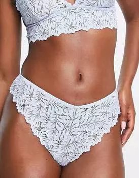 Бледно-голубые кружевные трусы с завышенной талией Topshop Grace