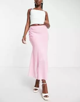 Бледно-розовая шифоновая юбка миди ASOS DESIGN
