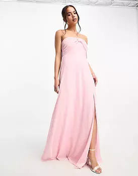 Бледно-розовое платье-бандо с бантом TFNC Bridesmaid