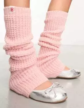 Бледно-розовые гетры плотной вязки Damson Madder