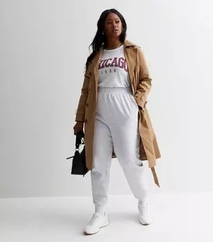 Бледно-серые джоггеры Curves с манжетами New Look, бледно-серый