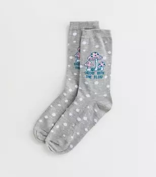 Бледно-серые носки Grow with the Flow Mushroom New Look, бледно-серый