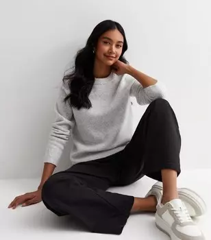 Бледно-серый вязаный джемпер с круглым вырезом New Look, бледно-серый