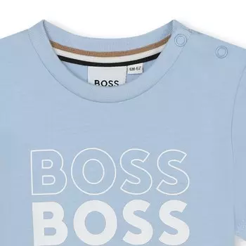Бледно-синяя футболка с логотипом BOSS, синий