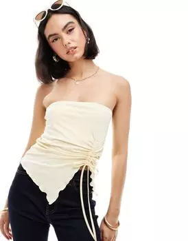 Бледно-желтый топ-бандо со сборками ASOS