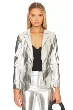 Блейзер Alice + Olivia Breann Faux Leather, серебряный