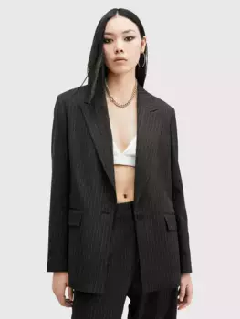 Блейзер AllSaints Averie Pinstripe, серый