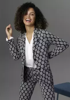 Блейзер Aniston SELECTED из джерси в полоску в горошек, серый