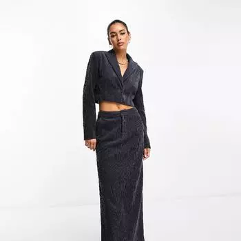 Блейзер Asos Design Cord Cropped, темно-синий