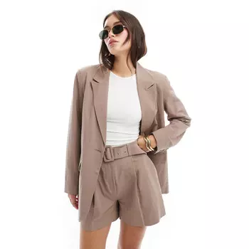 Блейзер Asos Design Tailored With Linen, коричневато-бежевый