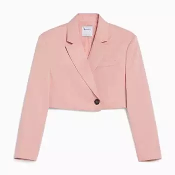 Блейзер Bershka Сropped Tailored Twil, розовый