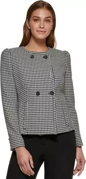 Блейзер без воротника с объемными рукавами DKNY, цвет Black/White