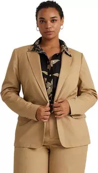 Блейзер больших размеров из хлопкового твила LAUREN Ralph Lauren, цвет Birch Tan