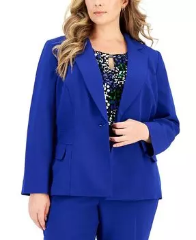 Блейзер больших размеров на одной пуговице с зубчатым воротником Kasper, синий