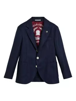 Блейзер Brunello Cucinelli Kids из натуральной шерсти и фланели, синий