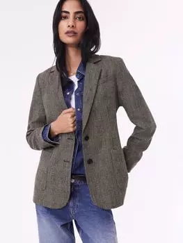 Блейзер Caden в клетку из смесовой шерсти Baukjen, черно-коричневый