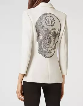 Блейзер Cady с короткими рукавами и стразами Skull Philipp Plein, цвет Cream