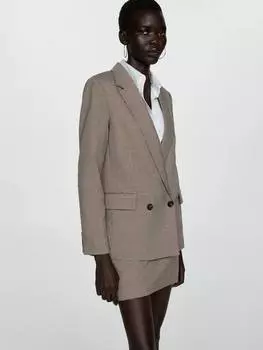 Блейзер charlotte dogtooth в полоску Mango, коричневый/разноцветный