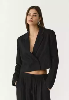 Блейзер CROPPED WITH BACK TIES Stradivarius, черный