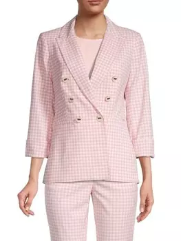 Блейзер Dkny двубортный в мелкую клетку, розовый