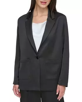 Блейзер DKNY Long Sleeve Two-Pocket Satin, черный