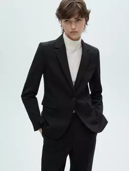 Блейзер для бореального приталенного костюма Mango, черный