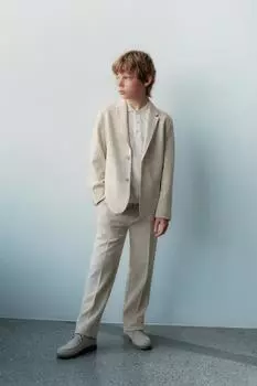 Блейзер для комфортного костюма ZARA, бежевый