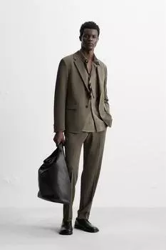 Блейзер для комфортного костюма ZARA, цвет Dark olive