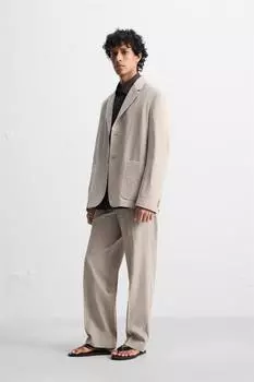 Блейзер для костюма из 100% шерсти ZARA, бежевый