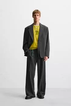 Блейзер для костюма со съемным воротником ZARA, серый марл