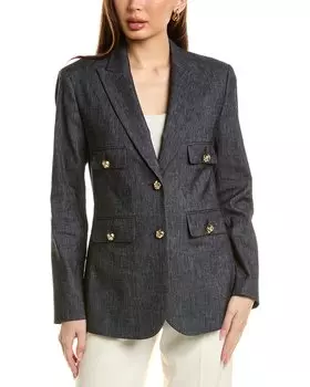 Блейзер Ellie Tahari из льняной ткани Elie Tahari, серый