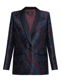 Блейзер ETRO с узором пейсли и лацканами-шалькой, синий