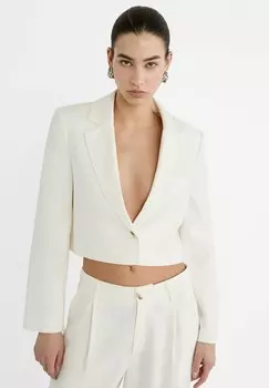 Блейзер FLOWING CROPPED Stradivarius, белый