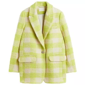 Блейзер H&amp;M Checked Textured-weave, светло-зеленый/белый