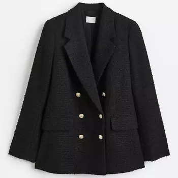 Блейзер H&amp;M Double-breasted Boucle, черный