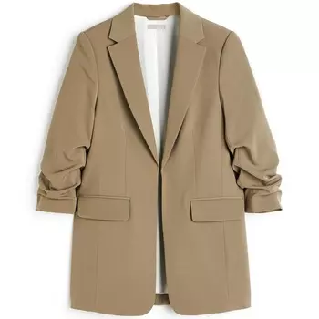 Блейзер H&amp;M Gathered-sleeve, темно-бежевый