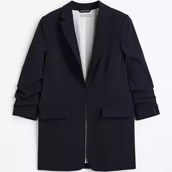 Блейзер H&amp;M Gathered-sleeve, темно-синий