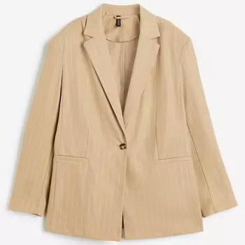 Блейзер H&amp;M Pinstriped Oversized Twill, бежевый