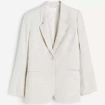 Блейзер H&amp;M Single-breasted Linen-blend, белый