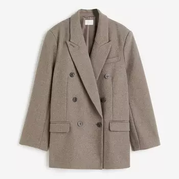 Блейзер H&M Double-breasted, серо-коричневый