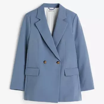Блейзер H&M Oversized Double-breasted, темно-голубой
